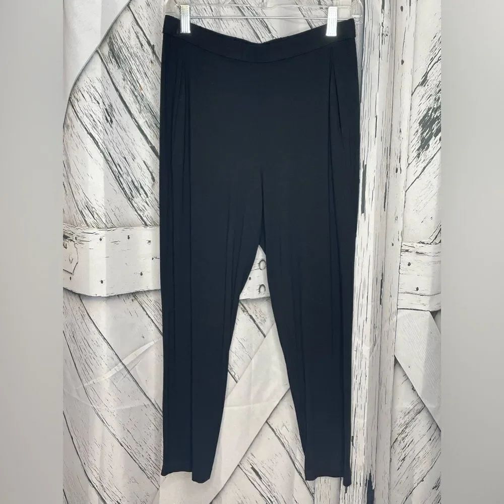 Eileen Fisher Black Viscose Blend Pull On Pants size PM